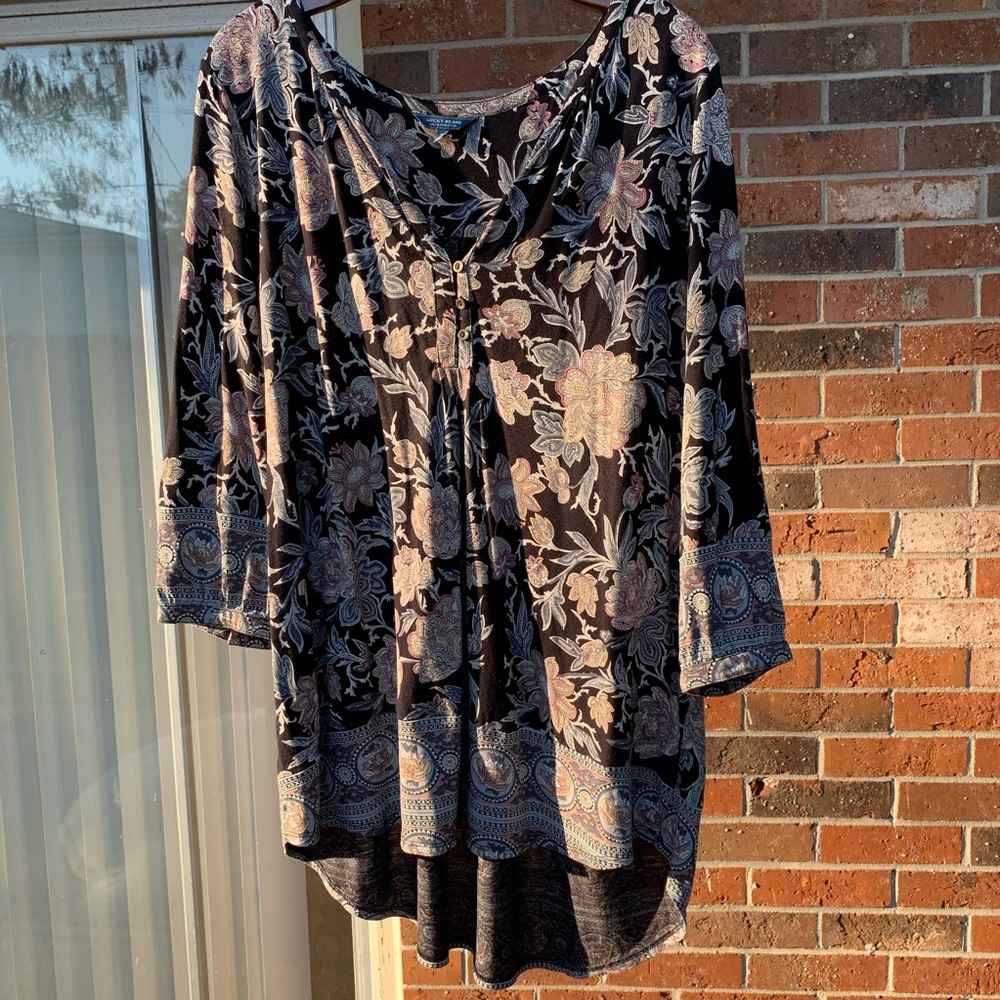 Lucky Brand Bohemian Style Blouse Black 2XL